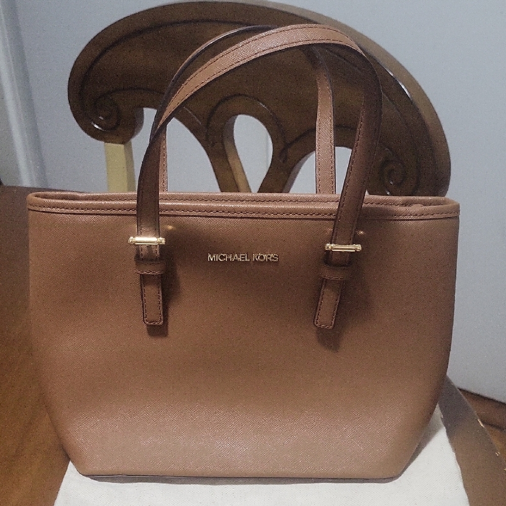 Michael Kors Brown Structured Tote with Double Handles